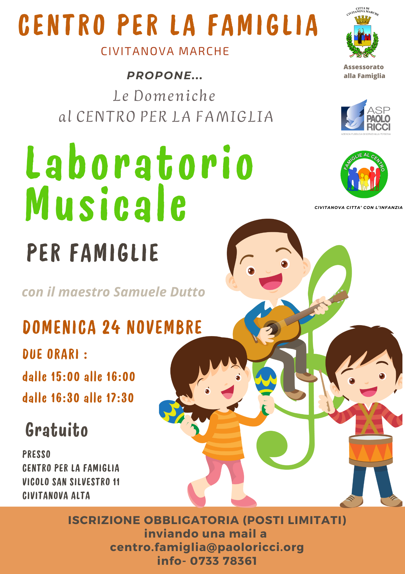 Laboratorio Musicale Gratuito per Famiglie al Centro per la Famiglia

